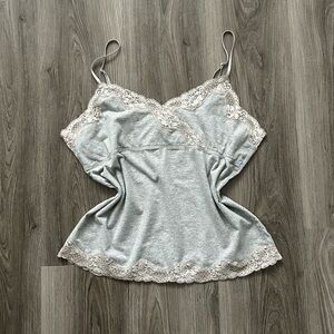 Y2K Joe Fresh Lace/Beaded Trim Gray Camisole